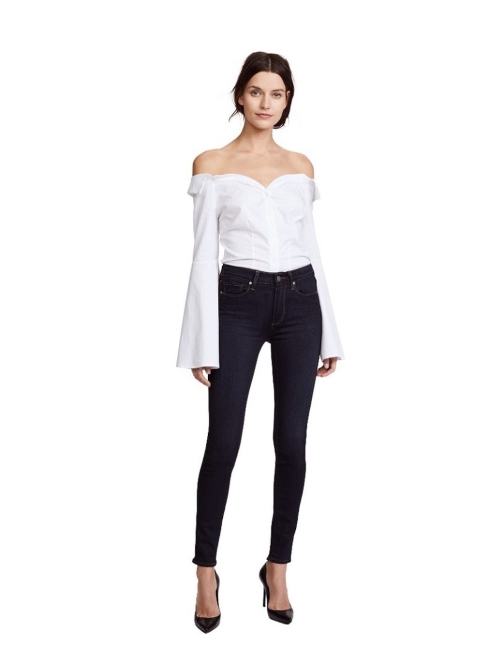 PAIGE Hoxton Ankle Skinny Jeans Coated Faded Washed Black 29 High Rise